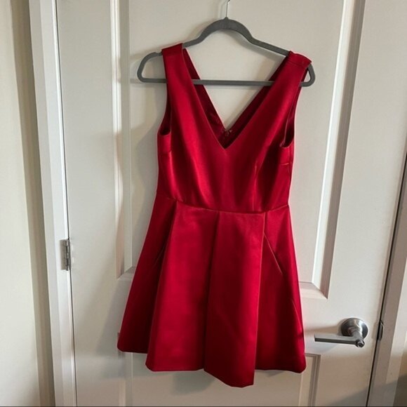 CYNTHIA Rowley Pleated Satin Skater Dress Size 4 - Picture 3 of 13